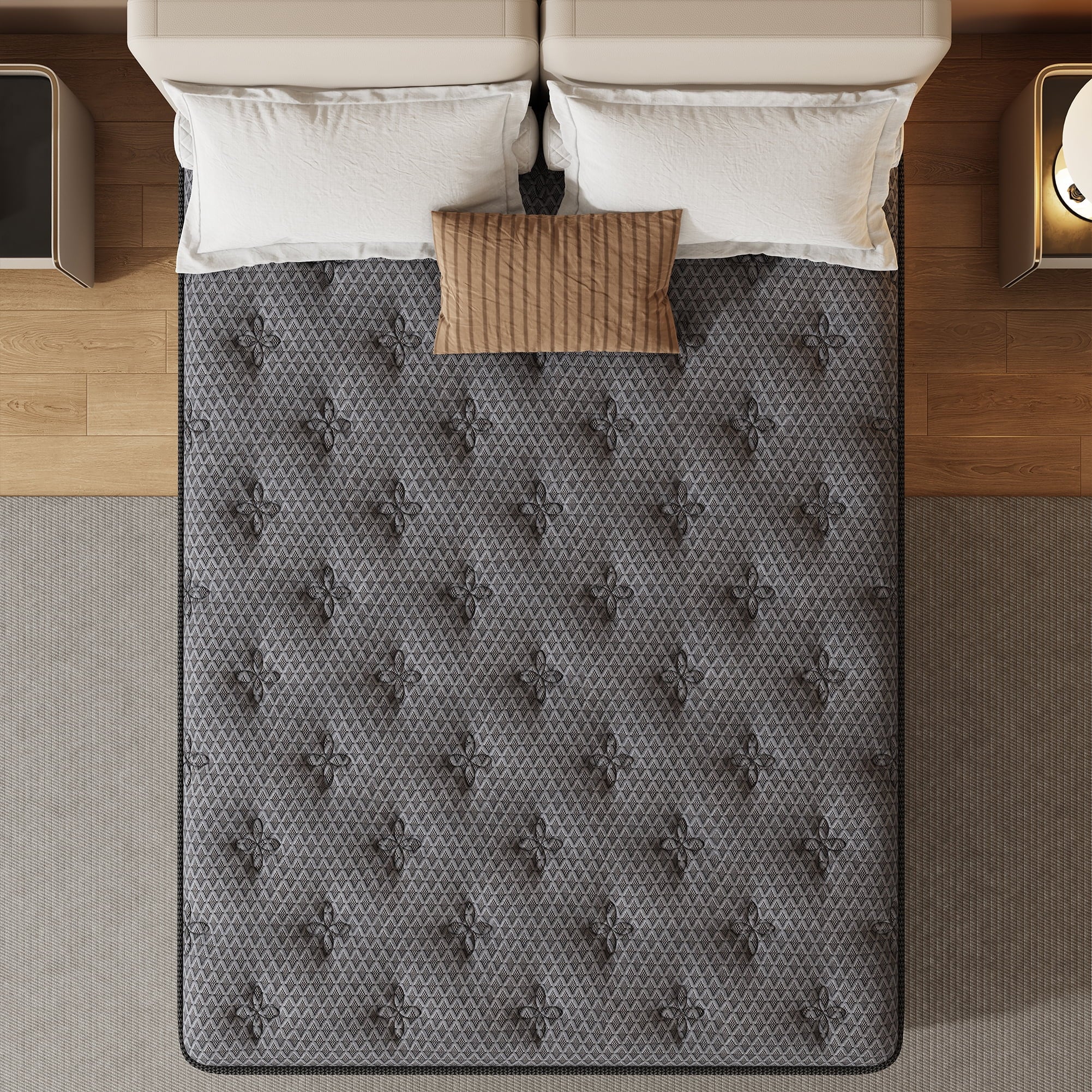 HIKOS 10 inch Twin Mattress in a Box, Cooling Gel Memory Foam Hybrid Mattress with Individually Wrapped Pocket Coils, Medium Firm Twin Size Mattress, Pressure Relief for Adult