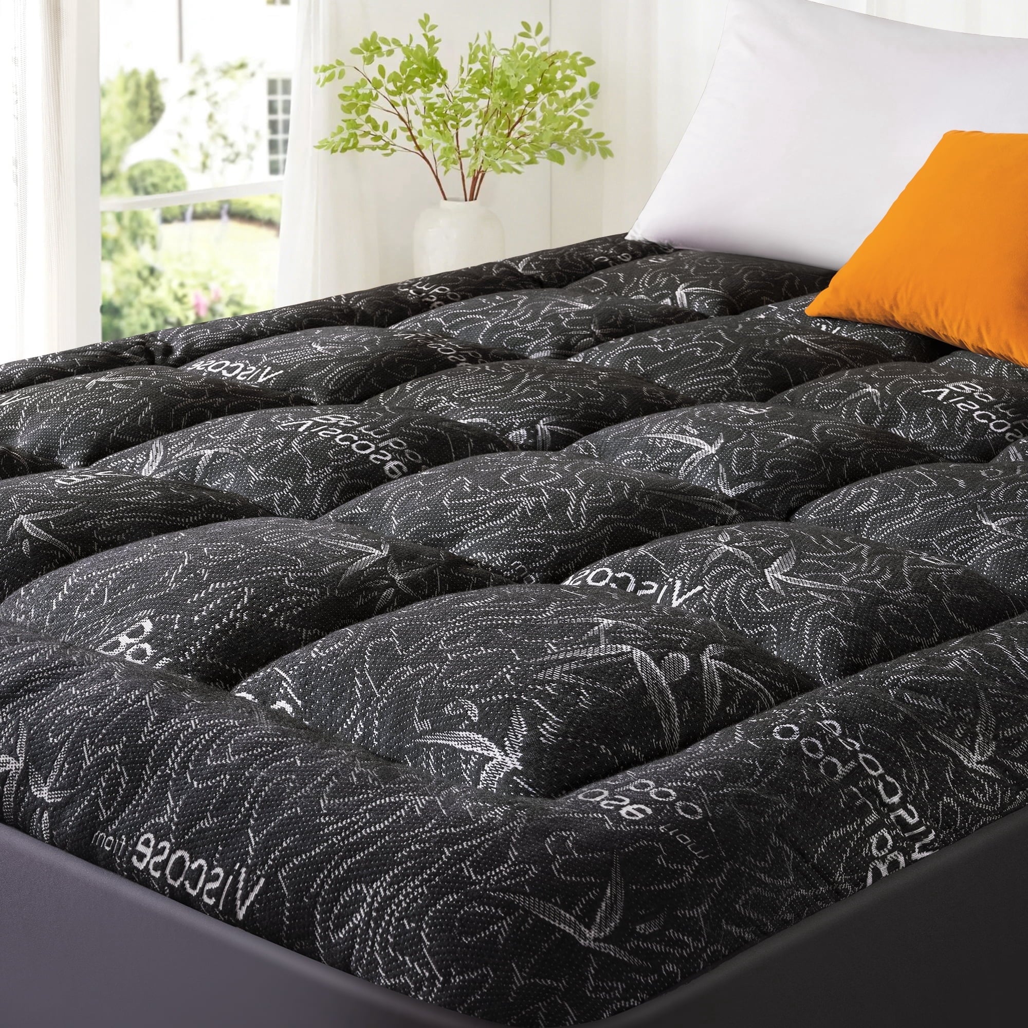 Mosluna Queen Mattress Topper, Viscose Derived from Bamboo, Thick Pillow Top Mattress Pad for Back Pain Relief with 8-21 Inch Deep Pocket